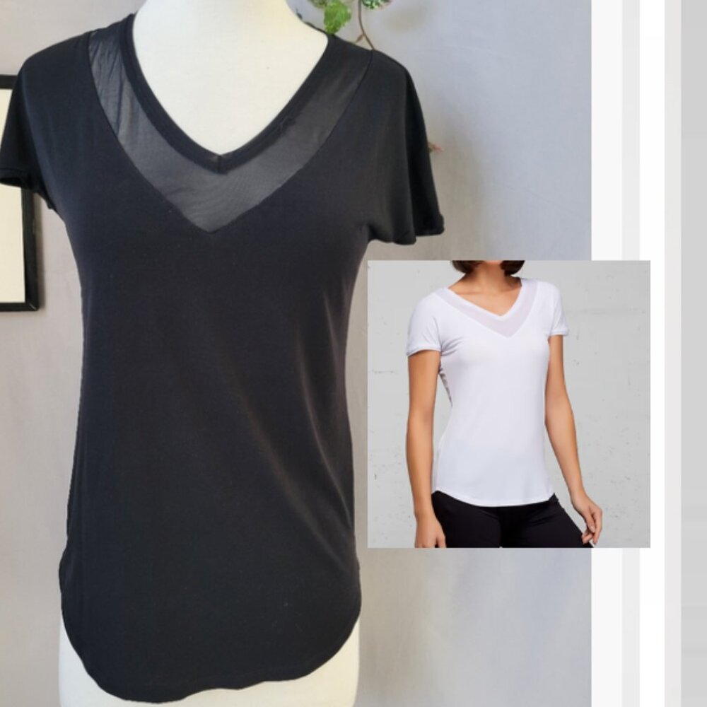 Anatomie Charlotte Mesh V Neck Travel Tee Black‎ S